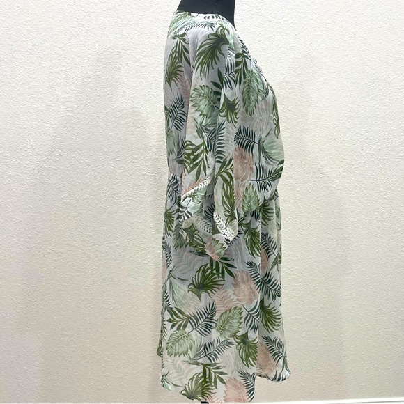 Miken • SWIM Leaf Printed Tie-Front Kimono Cover for Beach or Pool - Picture 8 of 15